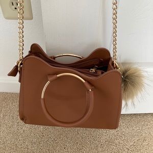 Brown faux leather crossbody